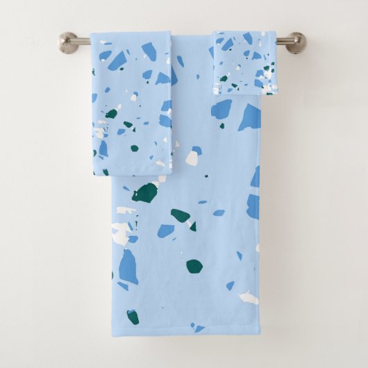 Blaues Terrazzo-Muster Badhandtuch Set (Insitu)