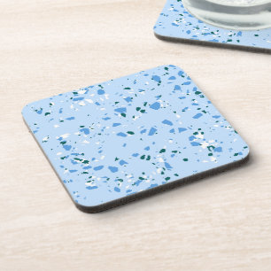 Blaues Terrazzo-Muster Getränkeuntersetzer