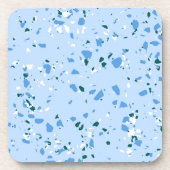 Blaues Terrazzo-Muster Getränkeuntersetzer (Vorderseite)