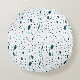 Blaues Terrazzo-Muster Rundes Kissen