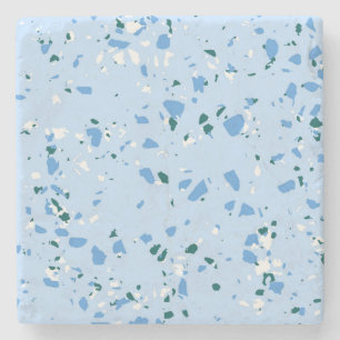 Blaues Terrazzo-Muster Steinuntersetzer