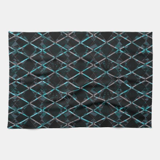 Blaues texturiertes Diamantmuster Handtuch (Horizontal)