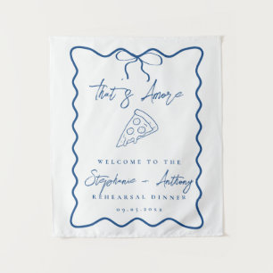 Blaues That's Amore Pizza Probedinner Wandteppich