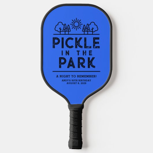Blaues Thema Geburtstagsparty Pickleball Paddle (Rückseite)