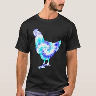 Blaues Tie Dye Huhn Hippie Frieden Tierliebhaber M T-Shirt