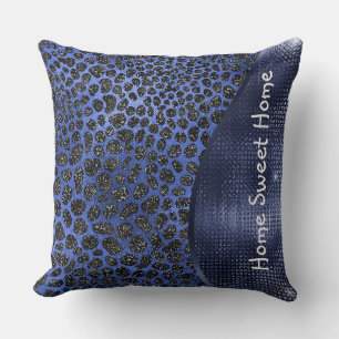 Blaues Tier Muster Glam Glitzer Personalisiert Kissen