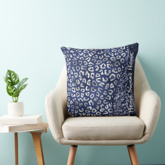 Blaues Tier Muster Glam Glitzer Personalisiert Kissen