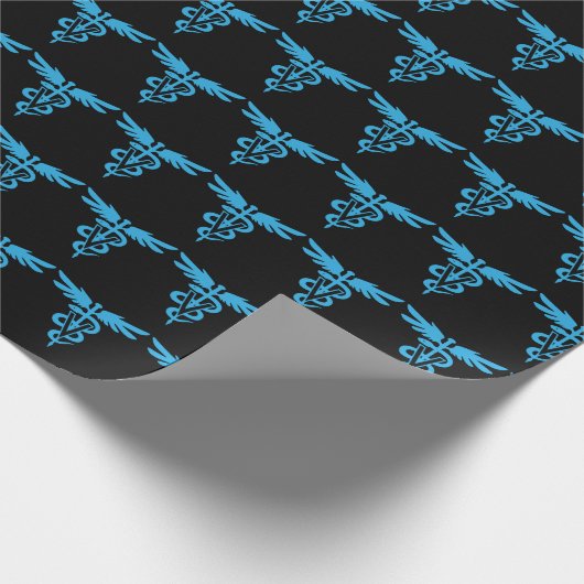 Blaues Tierarztmuster Geschenkpapier (Ecke)