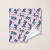 Blaues Tiger-asiatisches Muster Badhandtuch Set (Waschlappen)