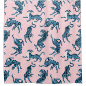 Blaues Tiger-asiatisches Muster Duschvorhang (Vorderseite)