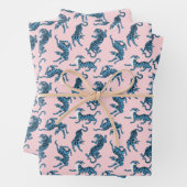 Blaues Tiger-asiatisches Muster Geschenkpapier Set (Beispiel)