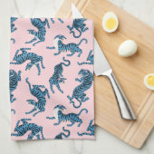 Blaues Tiger-asiatisches Muster Geschirrtuch (Viertel Falte)