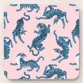 Blaues Tiger-asiatisches Muster Getränkeuntersetzer (Vorderseite)
