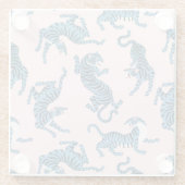 Blaues Tiger-asiatisches Muster Glasuntersetzer (Rückseite)