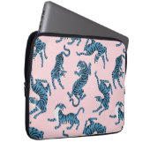 Blaues Tiger-asiatisches Muster Laptopschutzhülle (Vorne Rechts)