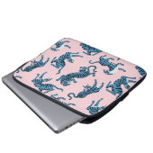 Blaues Tiger-asiatisches Muster Laptopschutzhülle (Vorne Knopf)