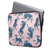 Blaues Tiger-asiatisches Muster Laptopschutzhülle (Vorderseite Links)