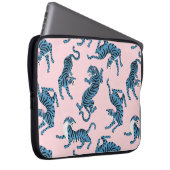 Blaues Tiger-asiatisches Muster Laptopschutzhülle (Vorne Rechts)