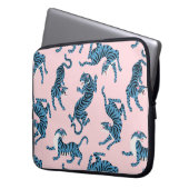 Blaues Tiger-asiatisches Muster Laptopschutzhülle (Vorderseite Links)