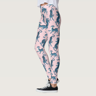 Blaues Tiger-asiatisches Muster Leggings