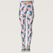 Blaues Tiger-asiatisches Muster Leggings (Vorderseite)