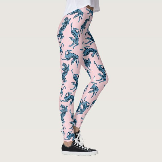 Blaues Tiger-asiatisches Muster Leggings (Rechts)