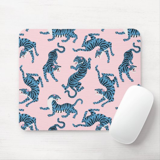 Blaues Tiger-asiatisches Muster Mousepad (Mit Mouse)
