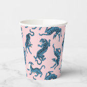 Blaues Tiger-asiatisches Muster Pappbecher (Links)