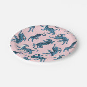 Blaues Tiger-asiatisches Muster Pappteller (Schrägansicht)