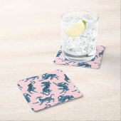 Blaues Tiger-asiatisches Muster Rechteckiger Pappuntersetzer (Vor Ort)