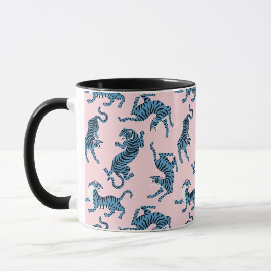 Blaues Tiger-asiatisches Muster Tasse (Links)