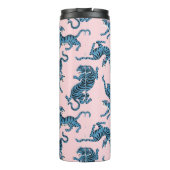 Blaues Tiger-asiatisches Muster Thermosbecher (Rückseite)