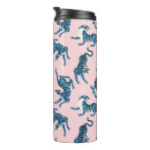 Blaues Tiger-asiatisches Muster Thermosbecher (Nach rechts gedreht)