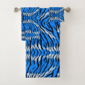 Blaues Tiger-Tierhaut-Musterdesign Badhandtuch Set (Insitu)