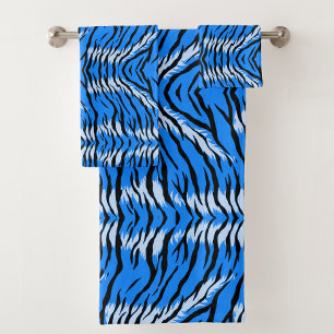 Blaues Tiger-Tierhaut-Musterdesign Badhandtuch Set