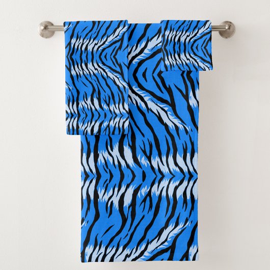 Blaues Tiger-Tierhaut-Musterdesign Badhandtuch Set