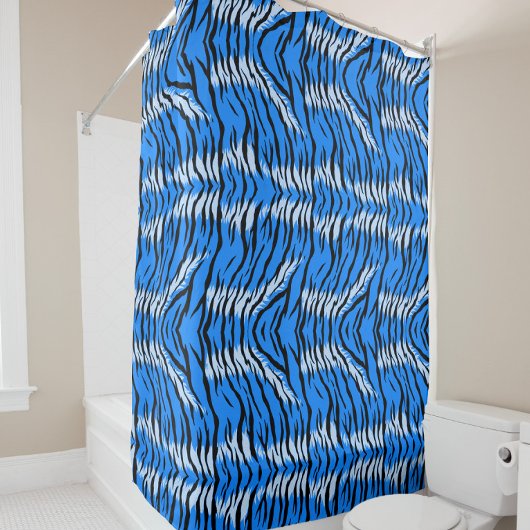 Blaues Tiger-Tierhaut-Musterdesign Duschvorhang