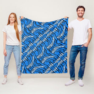 Blaues Tiger-Tierhaut-Musterdesign Fleecedecke