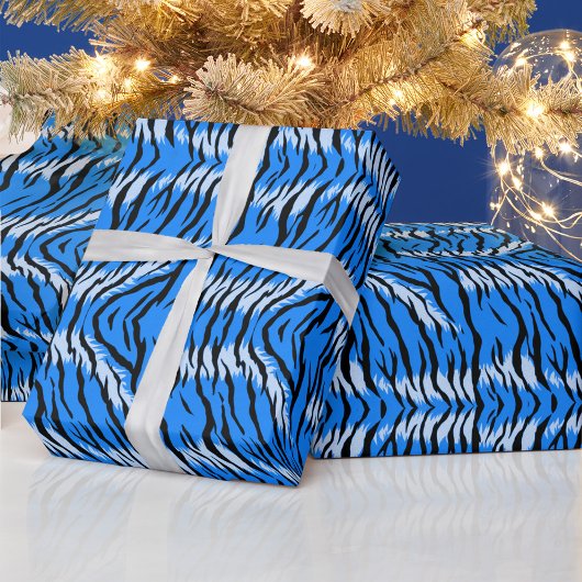 Blaues Tiger-Tierhaut-Musterdesign Geschenkpapier