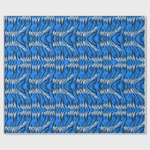 Blaues Tiger-Tierhaut-Musterdesign Geschenkpapier (Flach)