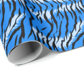 Blaues Tiger-Tierhaut-Musterdesign Geschenkpapier (Rolleneckpunkt)