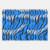 Blaues Tiger-Tierhaut-Musterdesign Geschenkpapier Set (Vorderseite 3)