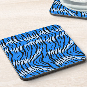 Blaues Tiger-Tierhaut-Musterdesign  Getränkeuntersetzer