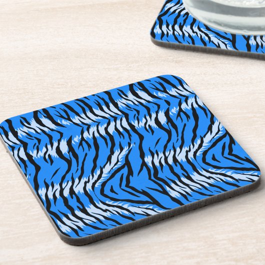 Blaues Tiger-Tierhaut-Musterdesign  Getränkeuntersetzer