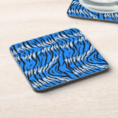 Blaues Tiger-Tierhaut-Musterdesign  Getränkeuntersetzer (Linke Seite)