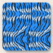 Blaues Tiger-Tierhaut-Musterdesign  Getränkeuntersetzer (Vorderseite)