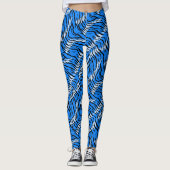 Blaues Tiger-Tierhaut-Musterdesign Leggings (Vorderseite)