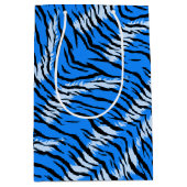 Blaues Tiger-Tierhaut-Musterdesign  Mittlere Geschenktüte (Vorderseite)