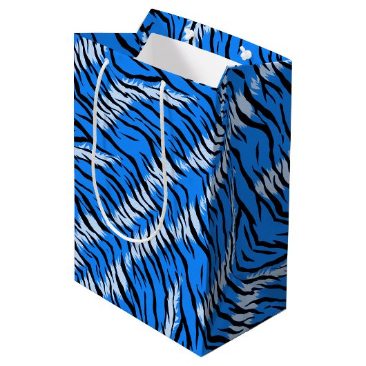 Blaues Tiger-Tierhaut-Musterdesign  Mittlere Geschenktüte