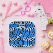 Blaues Tiger-Tierhaut-Musterdesign Pappteller (Party)